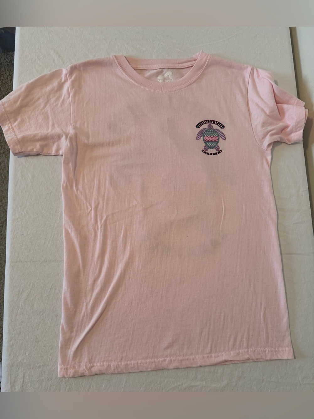 Kids Pink Short-Sleeve Tee Turtle Graphic surf style shirt small clear water fl‎
